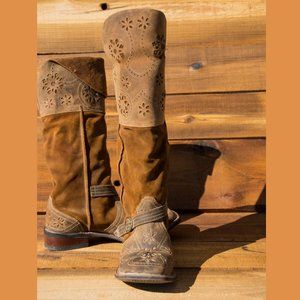 Laredo Square Toe Cowboy Boot Leather & Suede 10